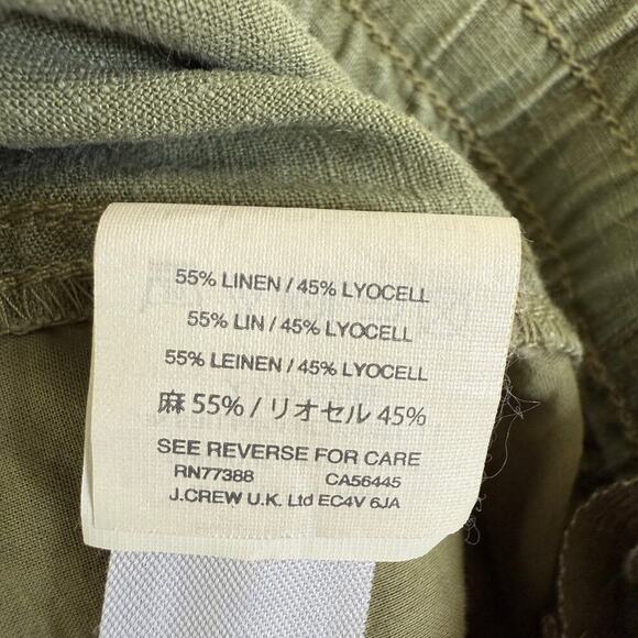 J. Crew Seaside Crop Jogger Pant Size 8 Linen Blend Pull on Elastic Waist Olive - Picture 8 of 8